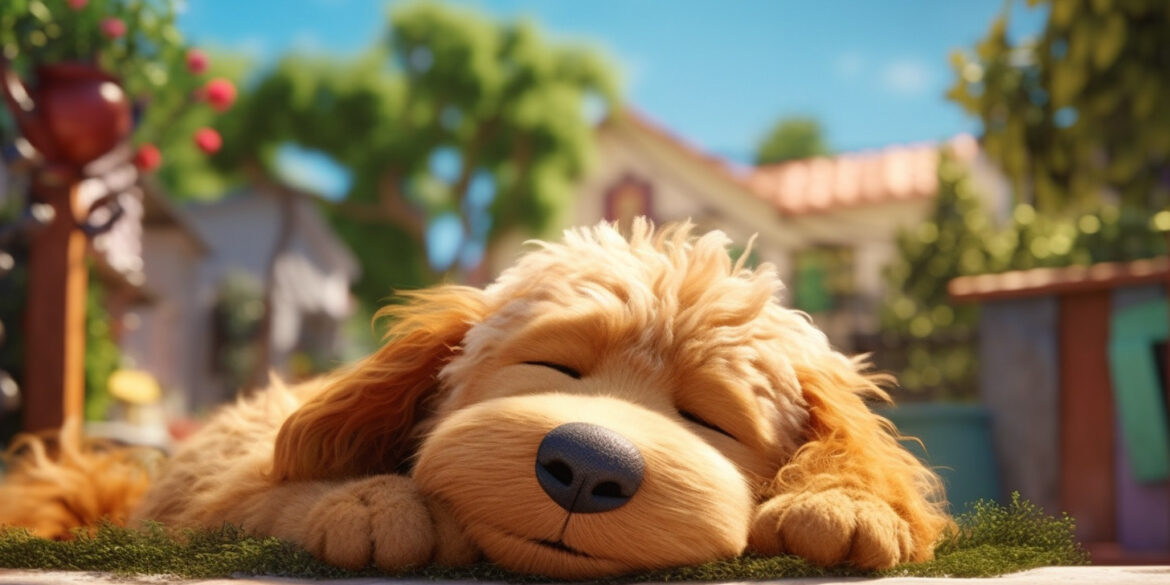 older goldendoodle napping quietly