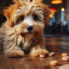How to train a dog that doesn't like treats, image of mini Goldendoodle puppy refusing treat