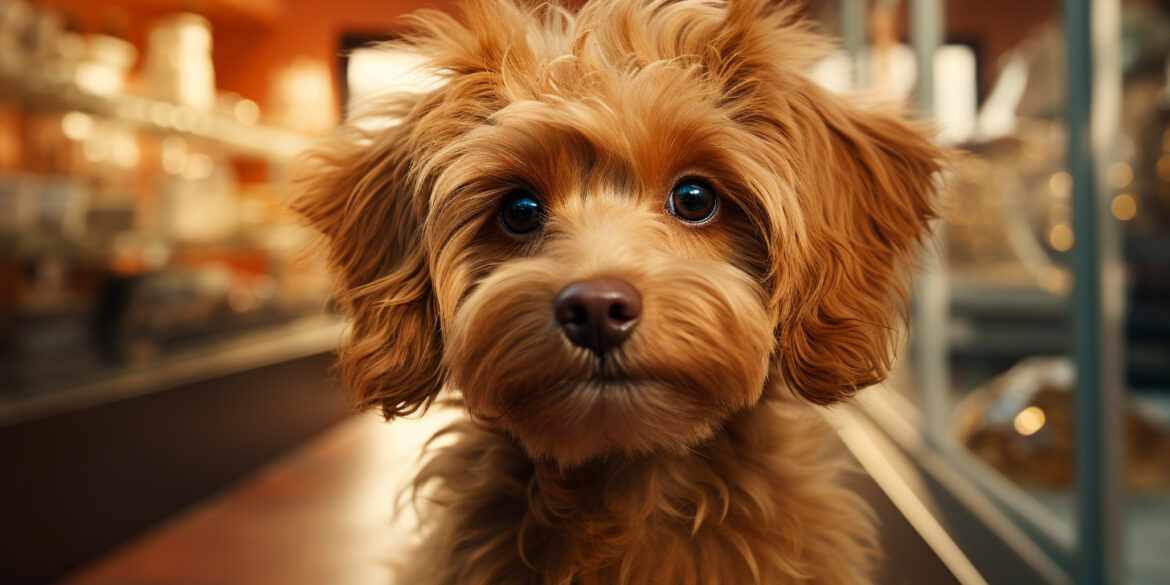 Labradoodle puppy in pet store